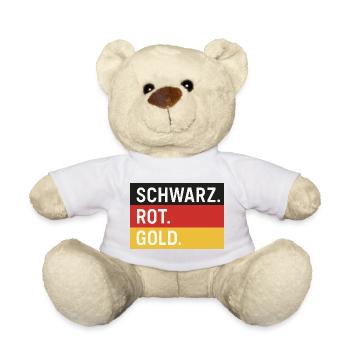 Schwarz. Rot. Gold. – Deutschland Farben Shirt - Teddy - Weiß - Vorne