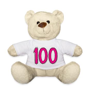 100. 100 JAHRE. 100-JÄHRIGES JUBILÄUM. GEBURTSTAG 100 - Teddy - Weiß - Vorne