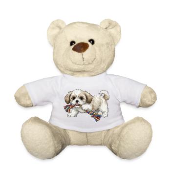 Shih tzu puppy playing png - Teddy Bear - white - Front