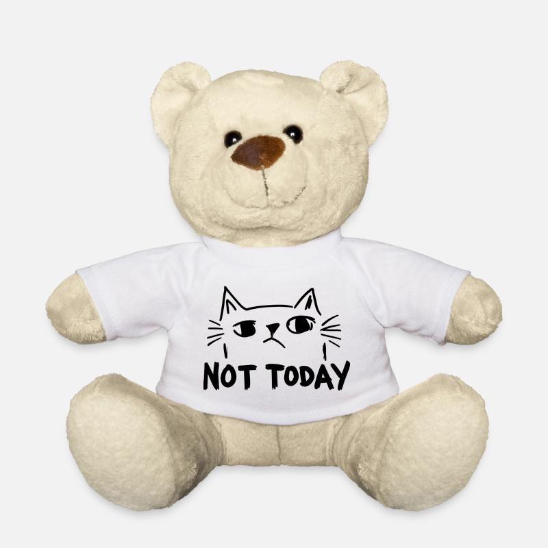 Not Today – Black and White Cat in Cool Vintage St - Teddy Bear - white