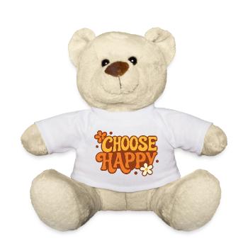 Choisissez le bonheur Choisissez la police de caractères au design rétro - Nounours - blanc - Devant