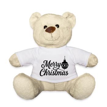 Merry Christmas mit Weihnachtskugel - Teddy - Weiß - Vorne