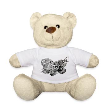 Black and White River Floral Pattern - Teddy Bear - white - Front