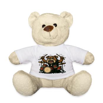 Angry Bulldog Drummer mit kompletter Drumkit-Kunst - Teddy - Weiß - Vorne