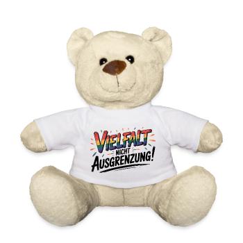 Diversity instead of exclusion - Cool Pride Logo - Teddy Bear - white - Front