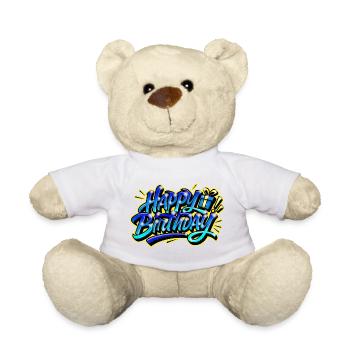 Alles Gute zum Geburtstag, Graffiti - Teddy - Weiß - Vorne