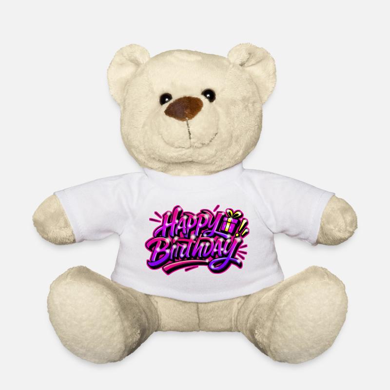 Herzlichen Glückwunsch zum Geburtstags-Graffiti-Geschenk - Teddy - Weiß