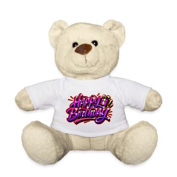 Graffiti HAPPY BIRTHDAY PRINTABLE - Teddy Bear - white - Front