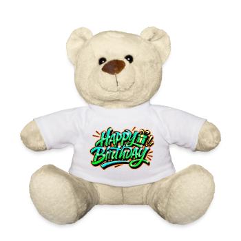 Graffiti HAPPY BIRTHDAY Name gift ideal - Teddy Bear - white - Front