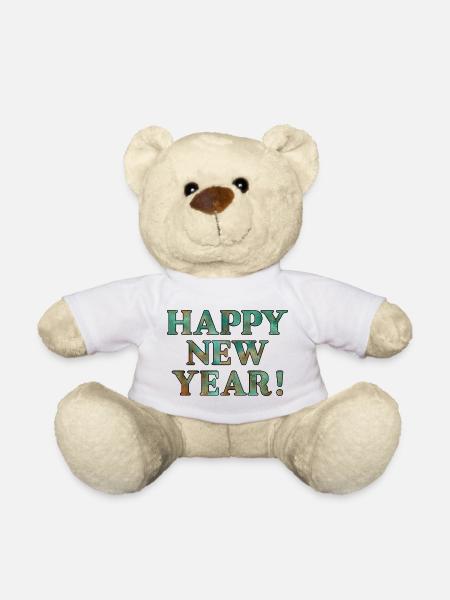 Frohes neues Jahr, Wünsche - Teddy - Weiß