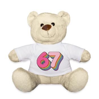 67 - Funny Six Seven T-Shirt - Teddy Bear - white - Front