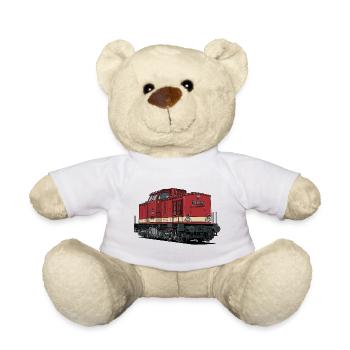 Red Diesel Locomotive Vintage Style BR 112 - Teddy Bear - white - Front