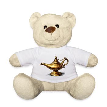 Ornement de lampe à huile dorée - Nounours - blanc - Devant
