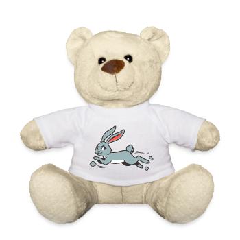Running Bunny Rabbit Long-Eared Comic Funny - Teddy Bear - white - Front