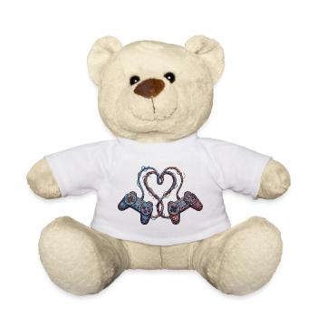 Gamer-Liebe im bestickten Look (gedruckt) - Teddy - Weiß - Vorne