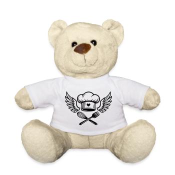 Kochmütze mit Herz und Flügeln - Teddy - Weiß - Vorne