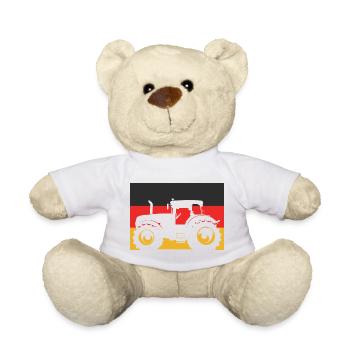 Traktor mit Deutschlandflagge – Landwirt Stolz - Teddy - Weiß - Vorne