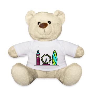 London City Skyline Big Ben Modern Line Art - Teddy Bear - white - Front