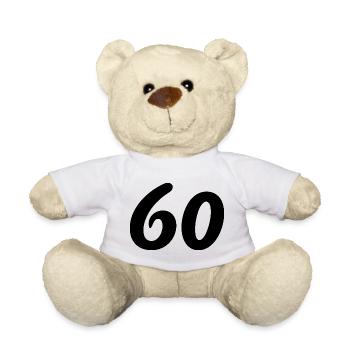 60. 60 ANS. 60e ANNIVERSAIRE. ANNIVERSAIRE 60 ANS. - Nounours - blanc - Devant