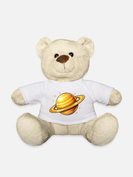Saturne avec des anneaux lumineux - Nounours - blanc
