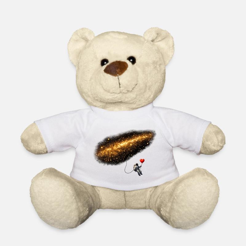 Astronaut im Kosmos mit Herzballon - Teddy - Weiß