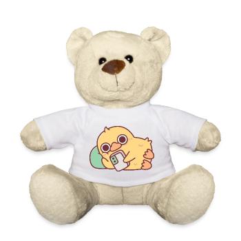 Cute Duck Chilling With Handphone - Teddy Bear - white - Front