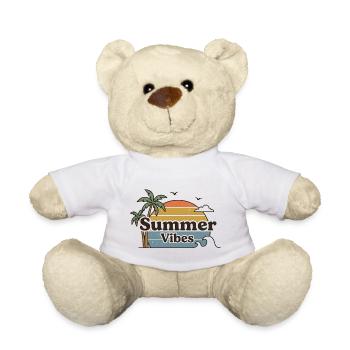 Summer Vibes Retro Sunset Beach Scene - Teddy Bear - white - Front