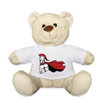 Spartiate_Guerrier_Mascotte_Casque_Cape_Rouge - Nounours - blanc - Devant