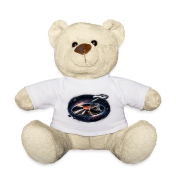 Astronaut als Plattennadel im Weltraum  - Teddy - Weiß - Vorne