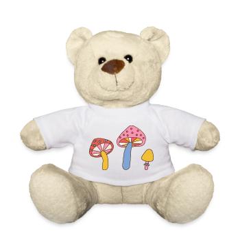 Retro Mushroom Trio – Vintage 70s Design - Teddy - Weiß - Vorne