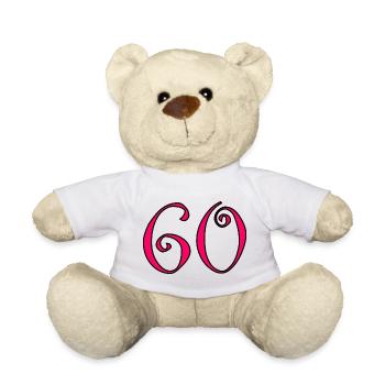60. 60 JAHRE. 60-JÄHRIGES JUBILÄUM. 60. GEBURTSTAG. - Teddy - Weiß - Vorne