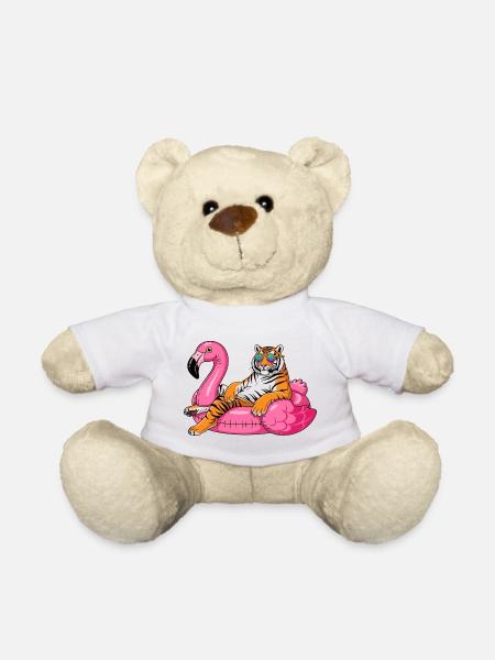 Cool Tiger auf Flamingo-Boje – Sommer-Rig-Design - Teddy - Weiß