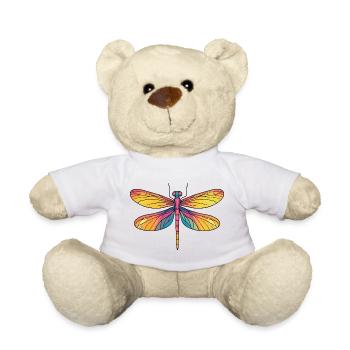 Rainbow Dragonfly Wings - Teddy Bear - white - Front