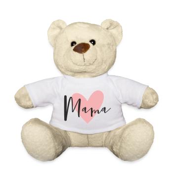 Mom with Heart – Loving Text Design - Teddy Bear - white - Front