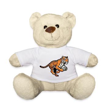 Starker Tiger Mit Fußball Für Fußballfans - Teddy - Weiß - Vorne