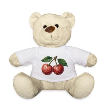 Mosaïque de cerises - Design artistique de fruits - Nounours - blanc - Devant