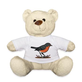 Wild Nature Garden Robin Illustration - Teddy Bear - white - Front