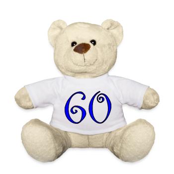 60. 60 ANS. 60e ANNIVERSAIRE. ANNIVERSAIRE 60 ANS. - Nounours - blanc - Devant