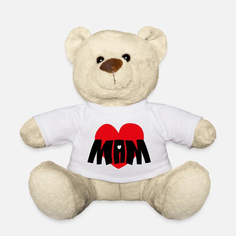 Mom Red Heart - Teddy Bear - white