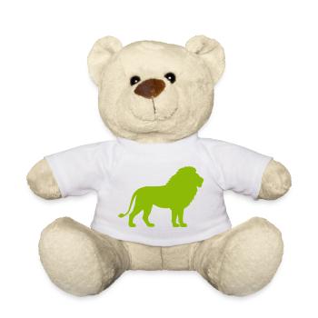 Löwe Silhouette Neon Grün - Teddy - Weiß - Vorne