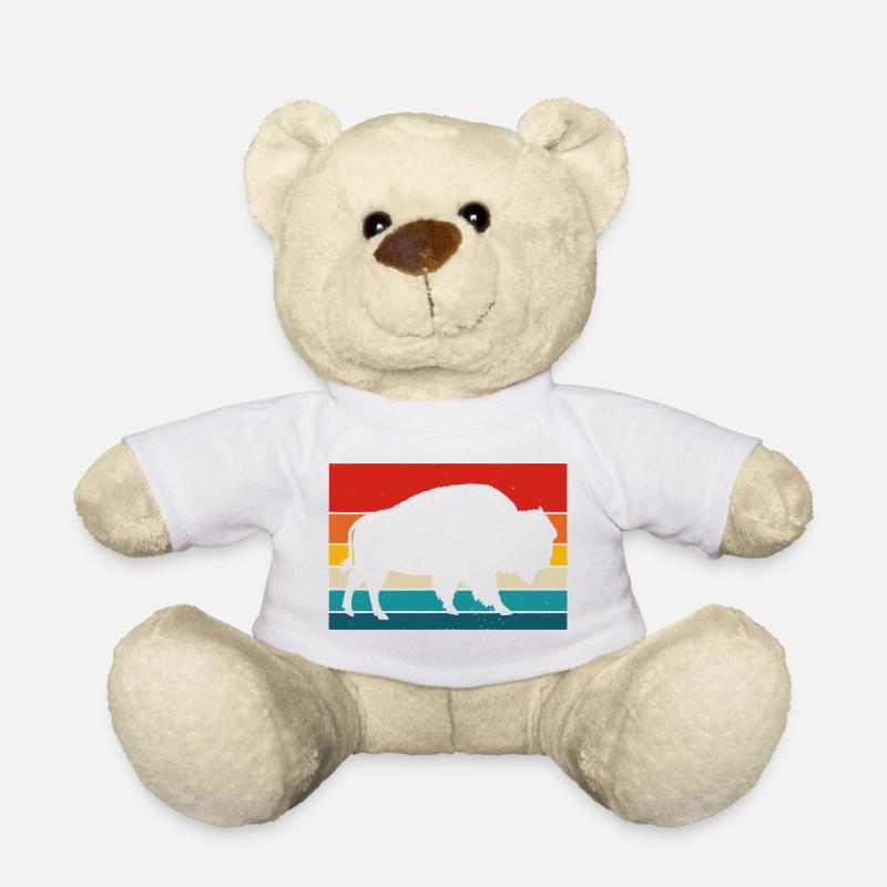 Bear Silhouette on Retro Rainbow Stripes - Teddy Bear - white