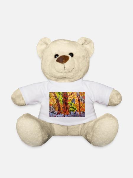Autumn park in abstraction of colors - Teddy Bear - white