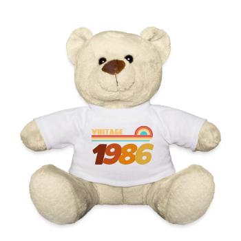 40 Years 1986 Rock Style T-Shirt - Teddy Bear - white - Front