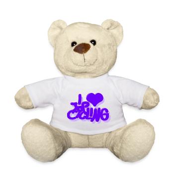 I_love_Cycling_Lila - Teddy - Weiß - Vorne