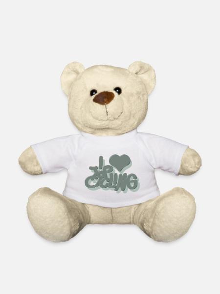 I_love_Cycling_pastel_gruen - Teddy Bear - white