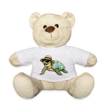 Tortue dans un look tropical - Nounours - blanc - Devant