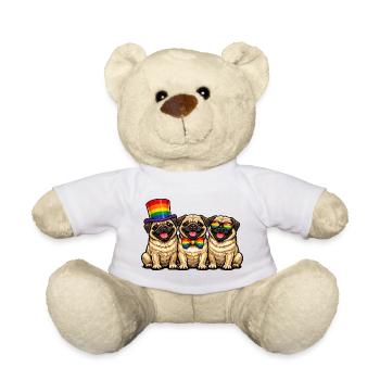 3 Pugs Pride Dogs Rainbow Colors LGBTQ - Nounours - blanc - Devant
