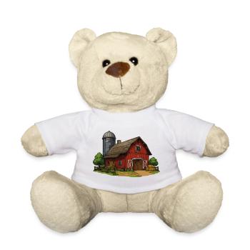 Red Barn Yard VintageStyle - Teddy Bear - white - Front