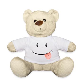Un visage rieur avec la langue tendue. - Nounours - blanc - Devant