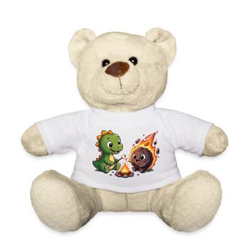 Kleiner Dino am Lagerfeuer - Teddy - Weiß - Vorne